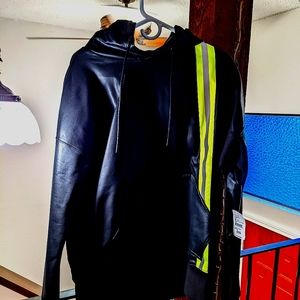 Cult of Individuality reflective faux leather hoodie large NWT